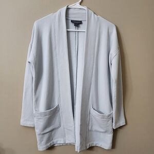 Free Fly Size S bamboo Cardigan Thermal Fleece Jacket Light Blue Womens